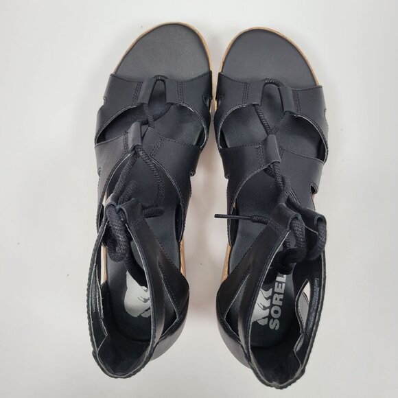 Sorel Women's Black Flatform Lace Sandals NL4625-010 US Size 10.5 - Picture 5 of 8